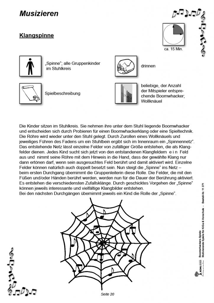 Vorschule Spiele - Klangspinne