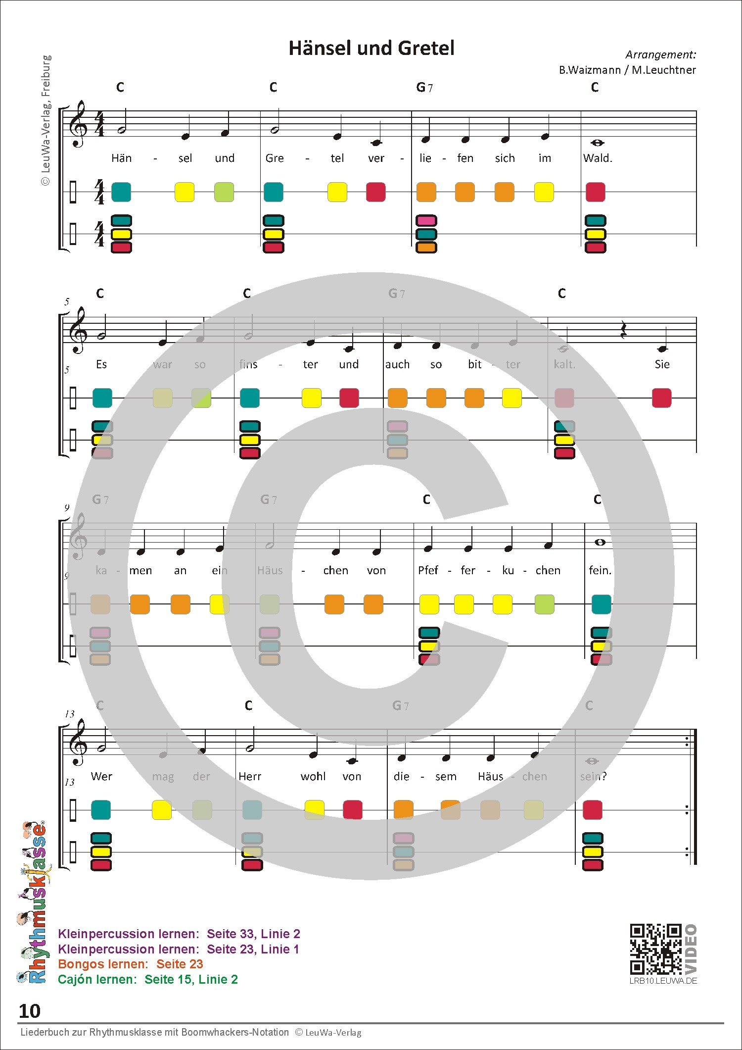 Liederbuch zur Rhythmusklasse - Beispielseite 10
