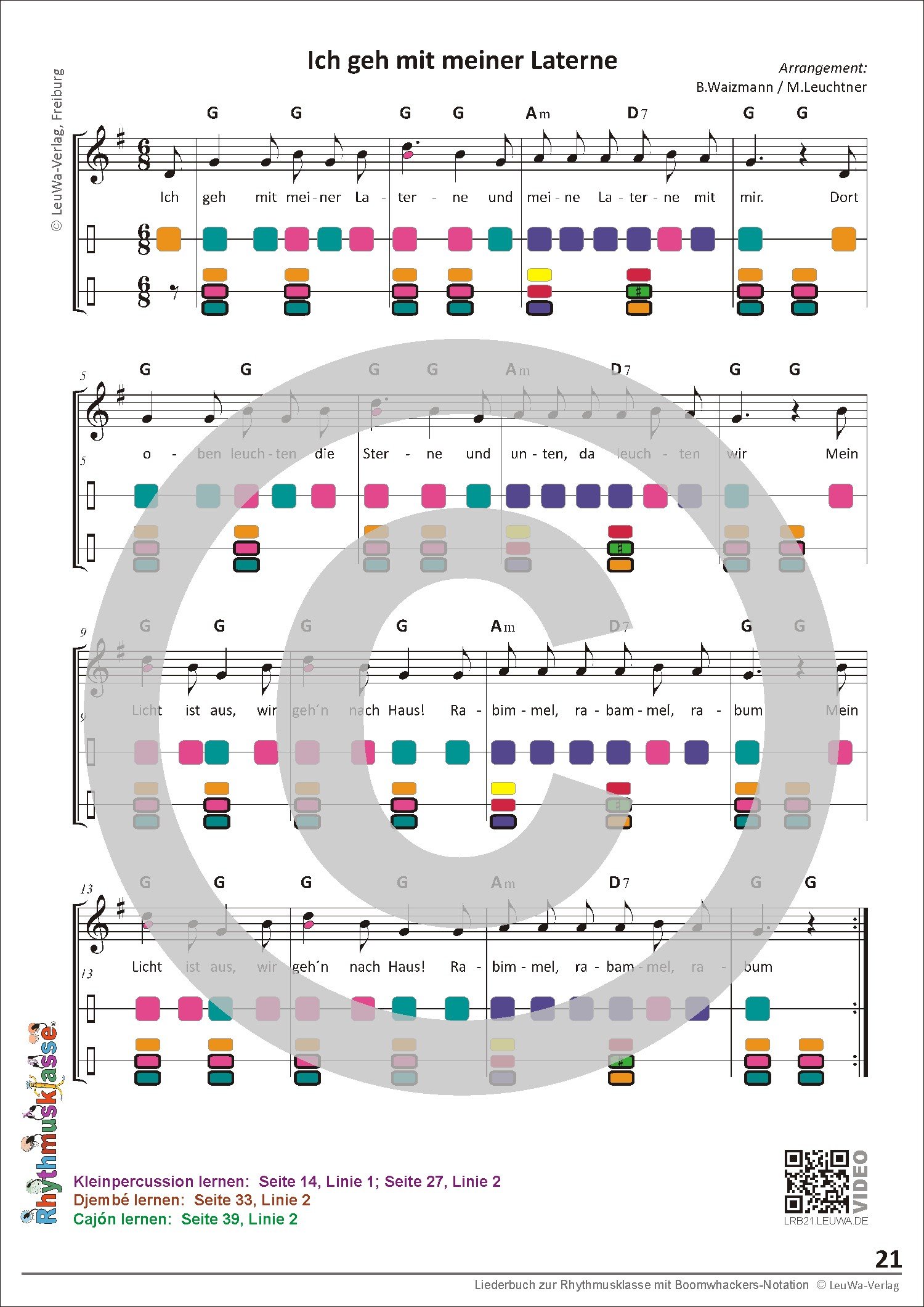 Liederbuch zur Rhythmusklasse - Beispielseite 21