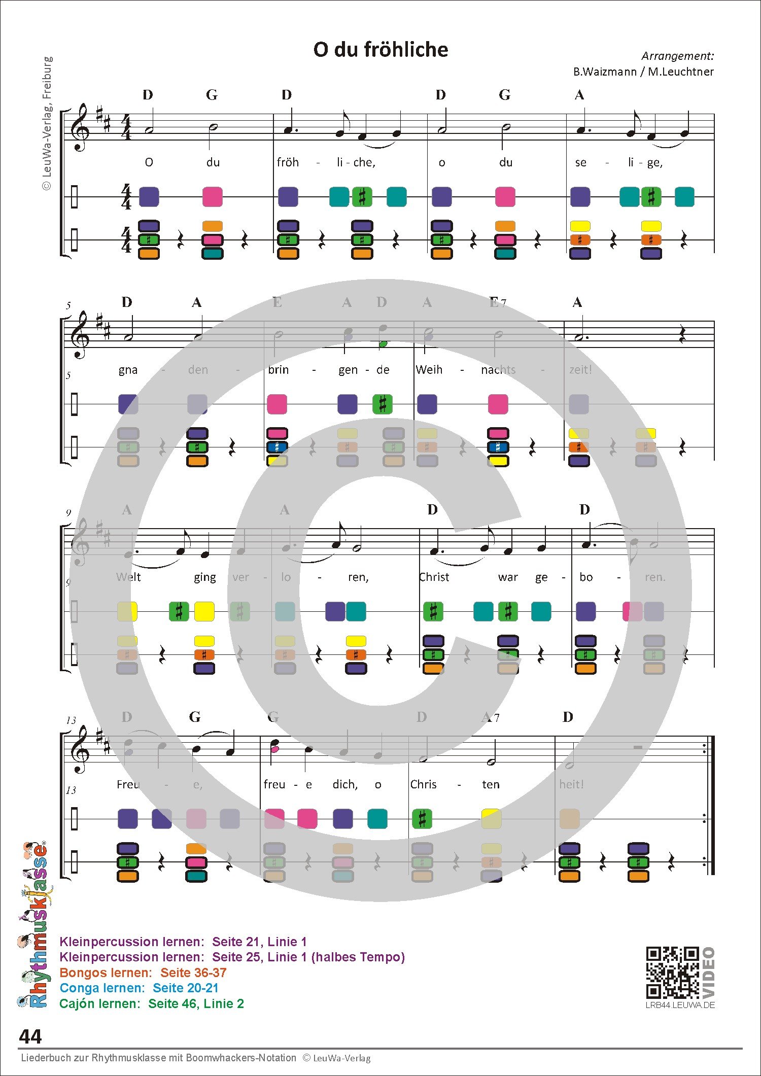 Liederbuch zur Rhythmusklasse - Beispielseite 44