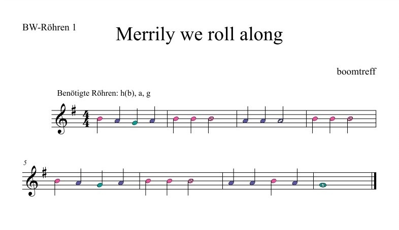 Merrily we roll along Boomwhackers