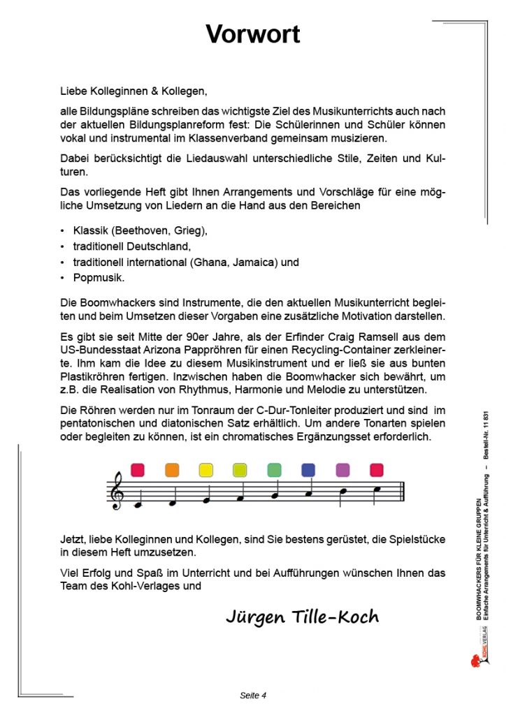 Boomwhackers für kleine Gruppen - Vorwort