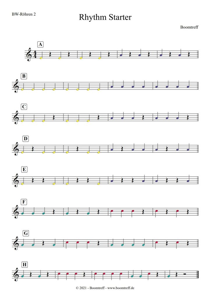 Rhythmus Übungen für Boomwhackers - ( sehr leicht ) - Rhythm Starter 3